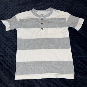 Gray and White Striped Kids Shirt